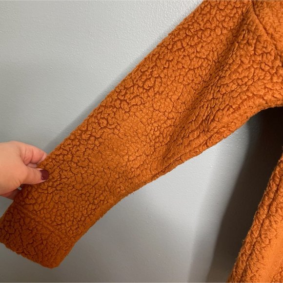 J. CREW VINTAGE FLEECE Toffee Snap Collar Sherpa Pullover sz XS - Picture 6 of 7